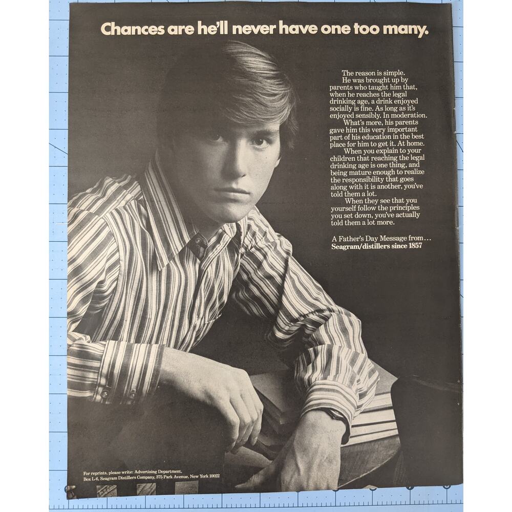 Vintage Print 1971 Ad Seagrams Father's Day Message